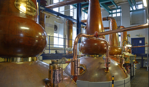 Pot stills at Deanston distillery