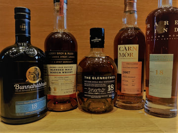 Sherried Scotch Whisky. Bunnahabhain 18, Glenrothes 18