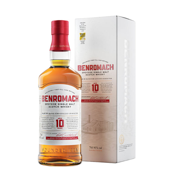 A 70cl bottle of Benromach 10 year old Speyside Single Malt Scotch Whisky