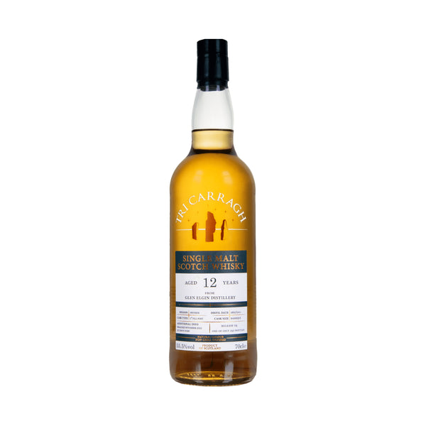 A bottle of Glen Elgin 12 year old, SPeyside single malt Scotch whisky bottled by Sravaig Spirit Co.