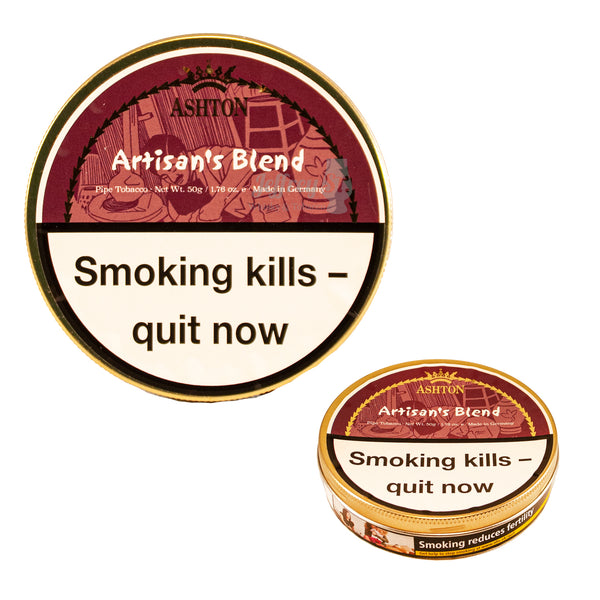 A 50 gram tin of Ashton Artisan's Blend Pipe Tobacco