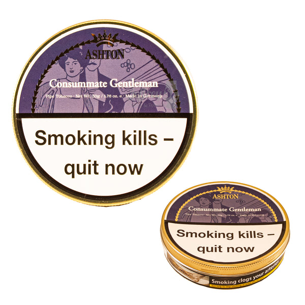 A 50 gram tin of Ashton Consummate Gentleman Pipe Tobacco