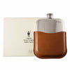 English Pewter Hip Flask & Tan Leather Pouch 6oz PLF01