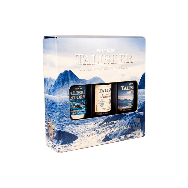 A Talisker Triple Pack containing three 5cl bottles with different Talisker whisky expressions