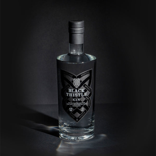 A 70cl bottle of Black Thistle gin