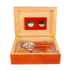 Humidor Set for 25 cigars Rosewood Finish. Containing Cigar Cutter, Ashtray, Humudifier and Hydrometer