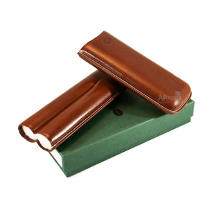 JEMAR Leather Cigar Case for two 70 Ring Gauge  cigars- Brown