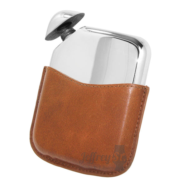 A 5 1/2 ounce hip flask. Novus NOV01 in leather pouch