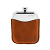 English Pewter Hip Flask & Tan Leather Pouch 6oz - PLF01