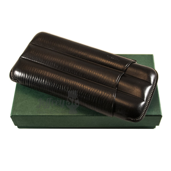 Jemar Cigar Leather Cigar Case for 3 56 Ring Gauge cigars- Black