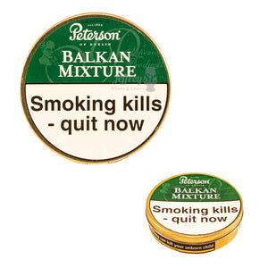 A 50g tin of Peterson Balkan Mixture pipe tobacco
