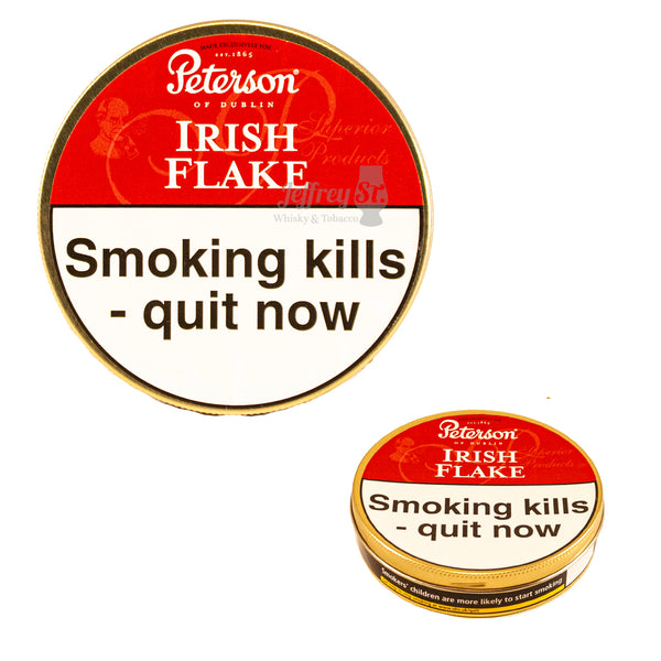 A 50g tin of Peterson Irish Flake pipe tobacco