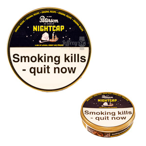 A 50g tin of Peterson Night Cap pipe tobacco