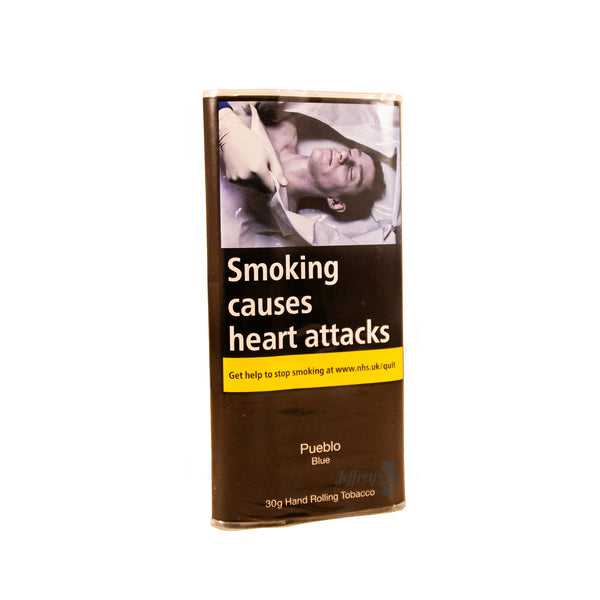 A 30g pouch of Pueblo Blue hand rolling tobacco