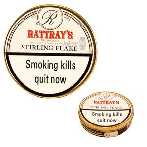 A 50g tin of Rattray's Stirling Flake pipe tobacco