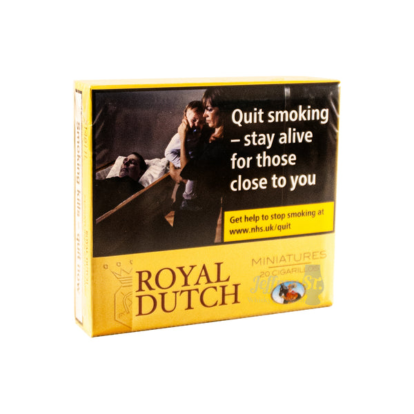 A pack of 20 Royal Dutch Mini Yellow cigarillos